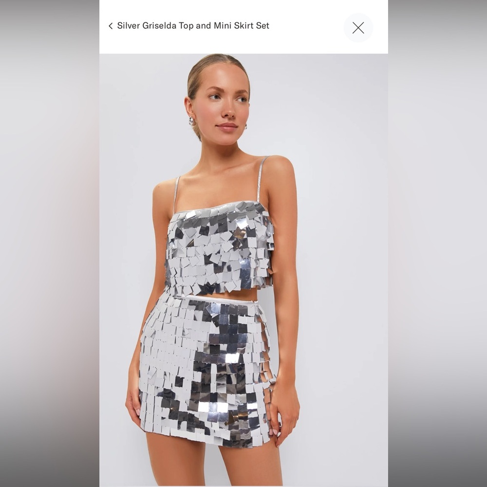 Saylor Silver Griselda top and mini skirt set